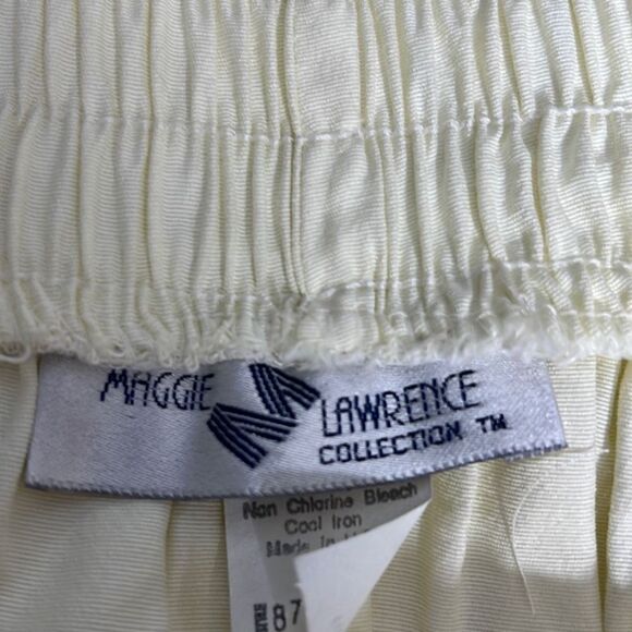 Maggie Lawrence Women's A-Line Pleated Elastic Waist Chain Accent Cream Skirt M - Picture 6 of 8